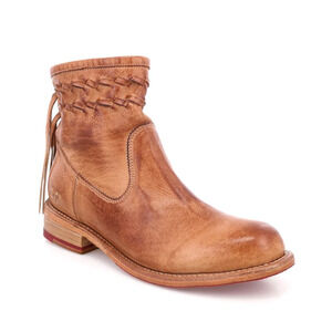 BED STU TAN CRAVEN LEATHER FRINGE WOVEN DETAILS ANKLE BOOTIES BOOTS SZ 8.5